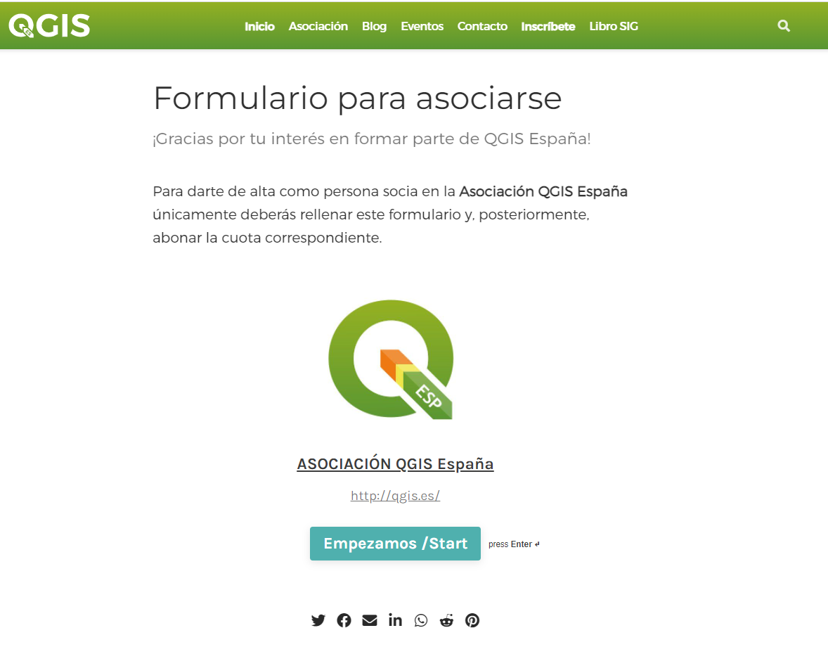 Formulario para asociarse a QGIS España